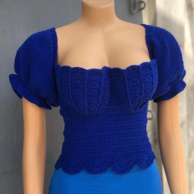 Top manche bleu fonce